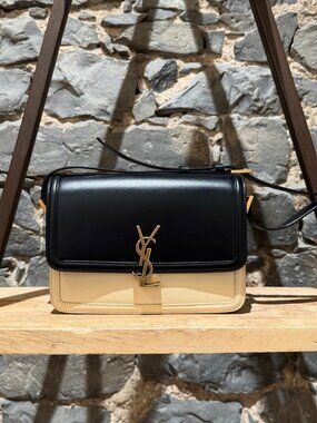 Saint Laurent Two Tone Box Leather Medium Solferino Shoulder Bag